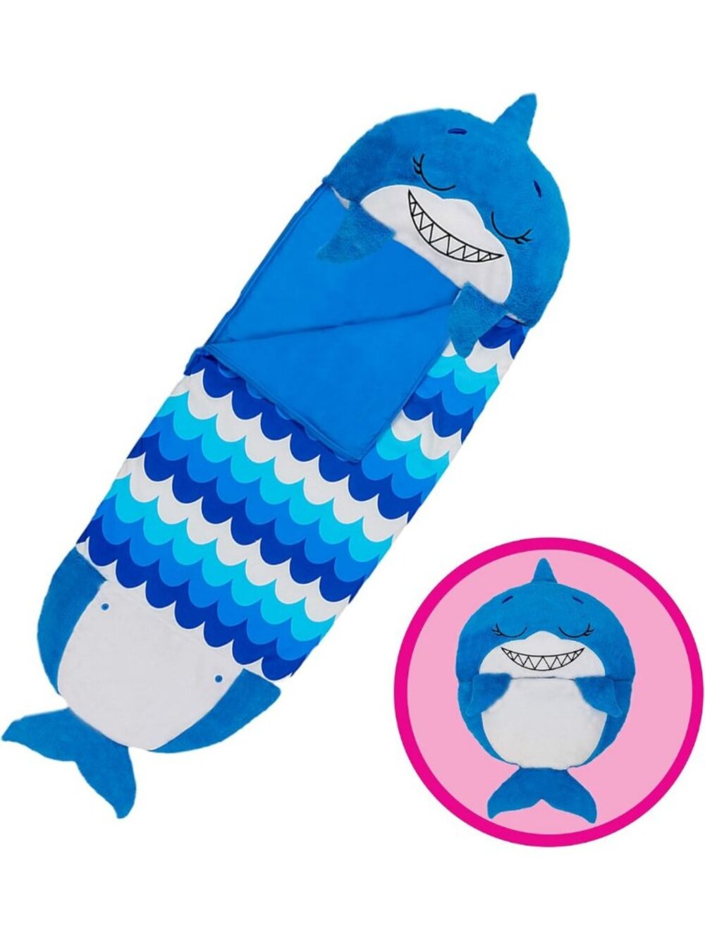 Cozy 2-in-1 Blue Shark Pillow & Sleepy Sack - Large 66x30 for Kids' Comfort